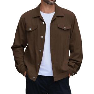imageCOOFANDY Mens Cotton Denim Jacket Lightweight Trucker Jackets Casual Washed Jean JacketBrown