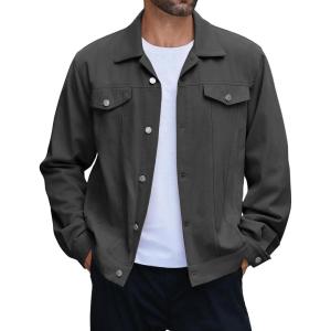 imageCOOFANDY Mens Cotton Denim Jacket Lightweight Trucker Jackets Casual Washed Jean JacketDark Grey