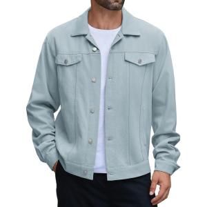 imageCOOFANDY Mens Cotton Denim Jacket Lightweight Trucker Jackets Casual Washed Jean JacketLight Blue