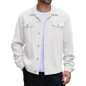 imageCOOFANDY Mens Cotton Denim Jacket Lightweight Trucker Jackets Casual Washed Jean JacketWhite