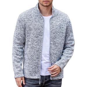 imageCOOFANDY Mens Fleece Jacket Zip Up Lightweight Sweater Jackets Casual Warm with Pockets for Home Office HikingMedium Gray
