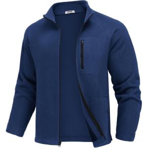 imageCOOFANDY Mens Fleece Jackets Full Zip Raglan Long Sleeve Lightweight Casual Outdoor Warm Jacket Coat with PocketsDark Blue