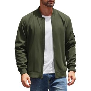imageCOOFANDY Mens Lightweight Bomber Jackets Casual Spring Fall Windbreaker Jacket Light Zip Up Coat With PocketArmygreen