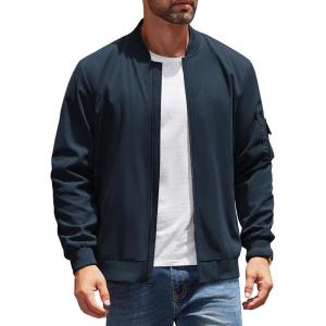 imageCOOFANDY Mens Lightweight Bomber Jackets Casual Spring Fall Windbreaker Jacket Light Zip Up Coat With PocketBlue