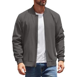 imageCOOFANDY Mens Lightweight Bomber Jackets Casual Spring Fall Windbreaker Jacket Light Zip Up Coat With PocketDeep Gray