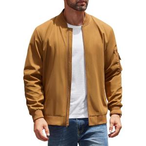 imageCOOFANDY Mens Lightweight Bomber Jackets Casual Spring Fall Windbreaker Jacket Light Zip Up Coat With PocketLight Brown