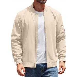 imageCOOFANDY Mens Lightweight Bomber Jackets Casual Spring Fall Windbreaker Jacket Light Zip Up Coat With PocketLight Khaki