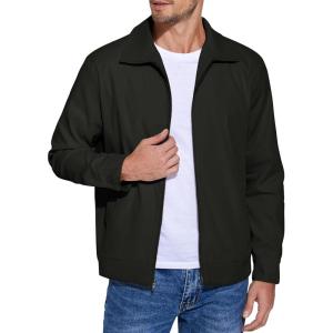 imageCOOFANDY Mens Lightweight Zip Up Jacket Eisenhower Work Office Jackets Casual Golf OutwearAblack