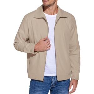 imageCOOFANDY Mens Lightweight Zip Up Jacket Eisenhower Work Office Jackets Casual Golf OutwearKhaki