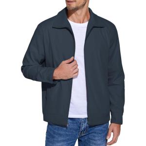 imageCOOFANDY Mens Lightweight Zip Up Jacket Eisenhower Work Office Jackets Casual Golf OutwearNavy Blue