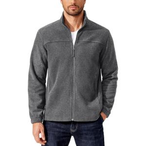 imageCOOFANDY Mens Polar Fleece Jacket Lightweight Full Zip Jackets Outdoor Hiking Casual Soft Warm Coat With PocketsMedium Grey