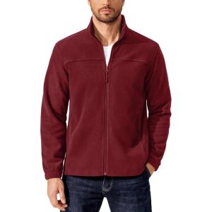 imageCOOFANDY Mens Polar Fleece Jacket Lightweight Full Zip Jackets Outdoor Hiking Casual Soft Warm Coat With PocketsWine Red