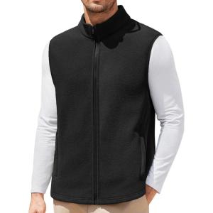imageCOOFANDY Mens Polar Fleece Vest Lightweight Sleeveless Jacket Warm Zip up Outerwear Vests with Zipper Pockets for HikingBlack