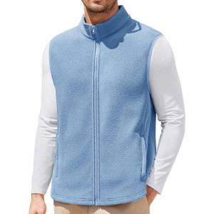 imageCOOFANDY Mens Polar Fleece Vest Lightweight Sleeveless Jacket Warm Zip up Outerwear Vests with Zipper Pockets for HikingLake Blue