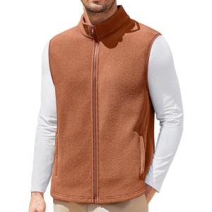 imageCOOFANDY Mens Polar Fleece Vest Lightweight Sleeveless Jacket Warm Zip up Outerwear Vests with Zipper Pockets for HikingTerracotta