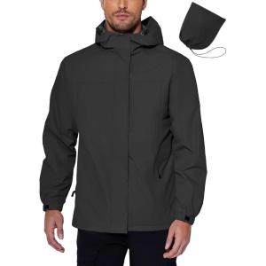 imageCOOFANDY Mens Rain Jacket Waterproof With Hood Lightweight Packable Shell Raincoat Windbreaker For Cycling Golf Travel1black