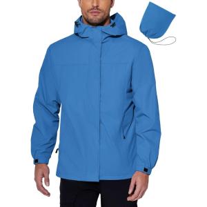 imageCOOFANDY Mens Rain Jacket Waterproof With Hood Lightweight Packable Shell Raincoat Windbreaker For Cycling Golf TravelBlue