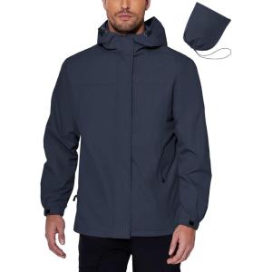 imageCOOFANDY Mens Rain Jacket Waterproof With Hood Lightweight Packable Shell Raincoat Windbreaker For Cycling Golf TravelNavy Blue