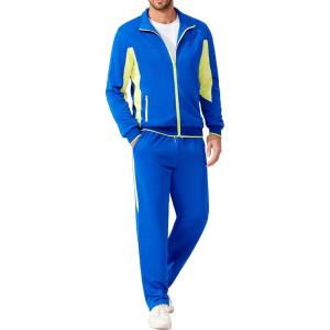 imageCOOFANDY Mens Tracksuits 2 Piece Athletic Track Suit Jogging Running Sweatsuits Casual Warm Full Zip Sports SetRoyal Bluegreen