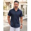 imageCOOFANDY Mens Button Down Shirt Short Sleeve Dress Shirt Casual Beach Summer Wedding ShirtBlue