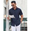 imageCOOFANDY Mens Button Down Shirt Short Sleeve Dress Shirt Casual Beach Summer Wedding ShirtBlue