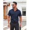 imageCOOFANDY Mens Button Down Shirt Short Sleeve Dress Shirt Casual Beach Summer Wedding ShirtBlue