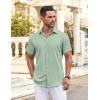 imageCOOFANDY Mens Button Down Shirt Short Sleeve Dress Shirt Casual Beach Summer Wedding ShirtLight Greenflower