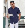 imageCOOFANDY Mens Button Down Shirt Short Sleeve Dress Shirt Casual Beach Summer Wedding ShirtNavy Blueanchor