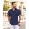 imageCOOFANDY Mens Button Down Shirt Short Sleeve Dress Shirt Casual Beach Summer Wedding ShirtNavy Blueanchor