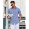 imageCOOFANDY Mens Button Down Shirt Short Sleeve Dress Shirt Casual Beach Summer Wedding ShirtStripe White Blue
