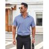 imageCOOFANDY Mens Button Down Shirt Short Sleeve Dress Shirt Casual Beach Summer Wedding ShirtStripe White Blue