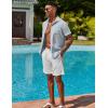 imageCOOFANDY Mens Button Down Shirts Short Sleeve Casual Shirts Summer Beach Linen Shirts with PocketBlue