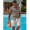 imageCOOFANDY Mens Button Down Shirts Short Sleeve Casual Shirts Summer Beach Linen Shirts with PocketBrown