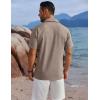 imageCOOFANDY Mens Button Down Shirts Short Sleeve Casual Shirts Summer Beach Linen Shirts with PocketBrown