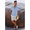 imageCOOFANDY Mens Button Down Shirts Short Sleeve Casual Shirts Summer Beach Linen Shirts with PocketClear Blue