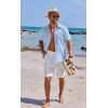 imageCOOFANDY Mens Button Down Shirts Short Sleeve Casual Shirts Summer Beach Linen Shirts with PocketClear Blue