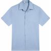 imageCOOFANDY Mens Button Down Shirts Short Sleeve Casual Shirts Summer Beach Linen Shirts with PocketClear Blue