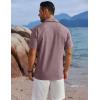 imageCOOFANDY Mens Button Down Shirts Short Sleeve Casual Shirts Summer Beach Linen Shirts with PocketDark Red