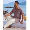 imageCOOFANDY Mens Button Down Shirts Short Sleeve Casual Shirts Summer Beach Linen Shirts with PocketDark Red