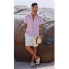 imageCOOFANDY Mens Button Down Shirts Short Sleeve Casual Shirts Summer Beach Linen Shirts with PocketLight Purple