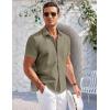 imageCOOFANDY Mens Casual Button Down Shirts Short Sleeve Summer Beach Vacation Untucked Dress Shirts with PocketArmy Green