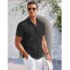 imageCOOFANDY Mens Casual Button Down Shirts Short Sleeve Summer Beach Vacation Untucked Dress Shirts with PocketBlack