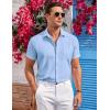 imageCOOFANDY Mens Casual Button Down Shirts Short Sleeve Summer Beach Vacation Untucked Dress Shirts with PocketBlue