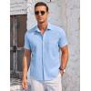 imageCOOFANDY Mens Casual Button Down Shirts Short Sleeve Summer Beach Vacation Untucked Dress Shirts with PocketBlue