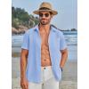 imageCOOFANDY Mens Casual Button Down Shirts Short Sleeve Summer Beach Vacation Untucked Dress Shirts with PocketBlue