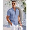 imageCOOFANDY Mens Casual Button Down Shirts Short Sleeve Summer Beach Vacation Untucked Dress Shirts with PocketDark Blue
