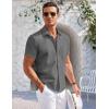imageCOOFANDY Mens Casual Button Down Shirts Short Sleeve Summer Beach Vacation Untucked Dress Shirts with PocketDark Gray