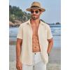 imageCOOFANDY Mens Casual Button Down Shirts Short Sleeve Summer Beach Vacation Untucked Dress Shirts with PocketKhaki