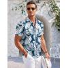 imageCOOFANDY Mens Casual Button Down Shirts Short Sleeve Summer Beach Vacation Untucked Dress Shirts with PocketLeafblue