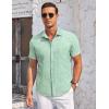 imageCOOFANDY Mens Casual Button Down Shirts Short Sleeve Summer Beach Vacation Untucked Dress Shirts with PocketLeafgreen